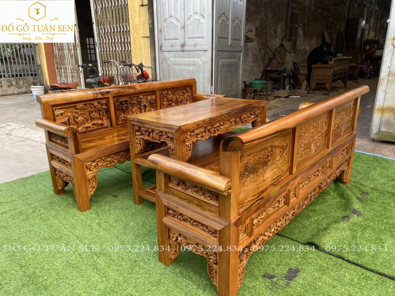 hình ảnh bộ Trường kỷ  gỗ gụ ta quảng bình 